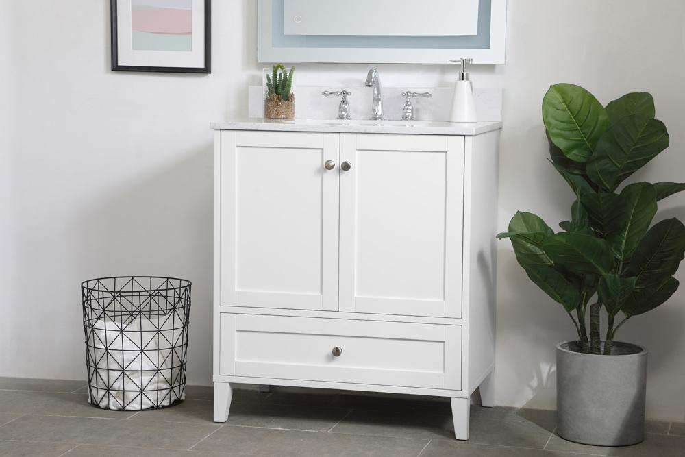 Elegant Furniture & Lighting - Sommerville 30 inch Single Bathroom Vanity in White with Backsplash - VF18030WH-BS veiw 8