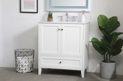Elegant Furniture & Lighting - Sommerville 30 inch Single Bathroom Vanity in White with Backsplash - VF18030WH-BS veiw 8