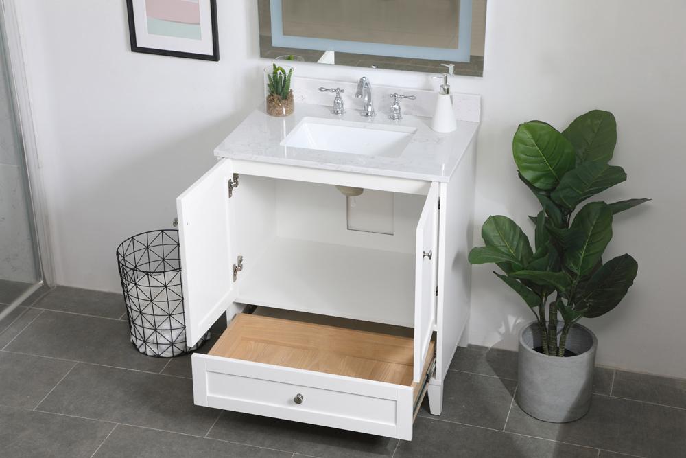 Elegant Furniture & Lighting - Sommerville 30 inch Single Bathroom Vanity in White with Backsplash - VF18030WH-BS veiw 9