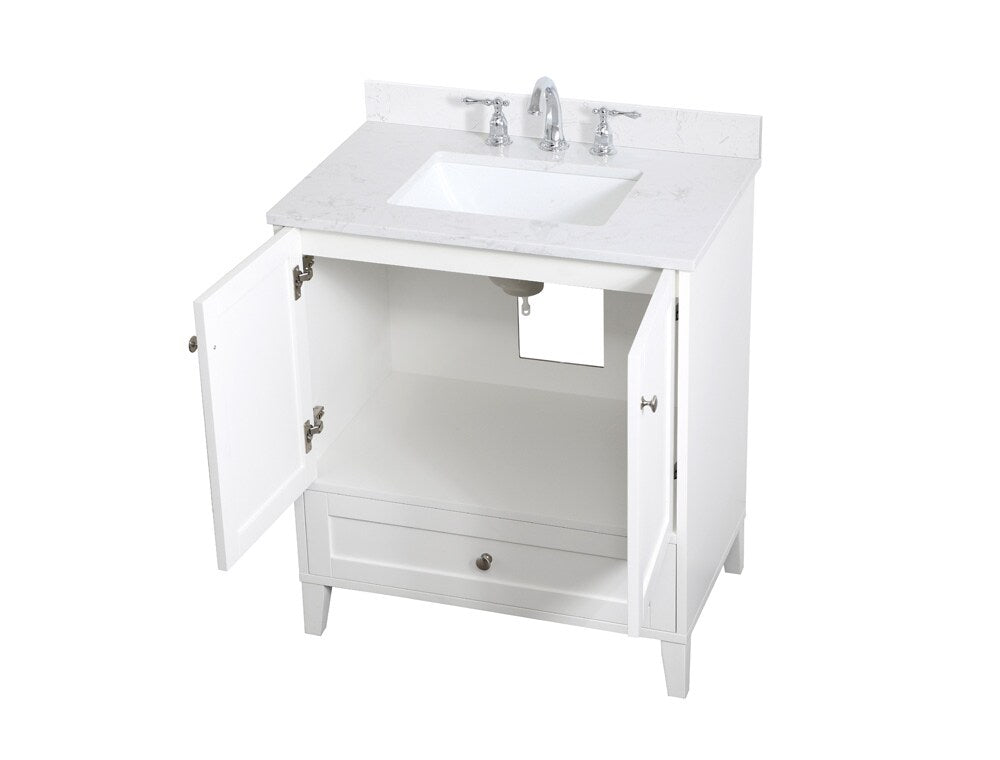 Elegant Furniture & Lighting - Sommerville 30 inch Single Bathroom Vanity in White with Backsplash - VF18030WH-BS veiw 15
