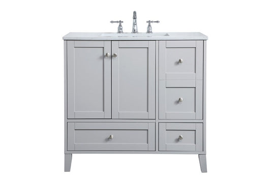 Elegant Furniture & Lighting - Sommerville 36 inch Single Bathroom Vanity in Grey - VF18036GR veiw 1