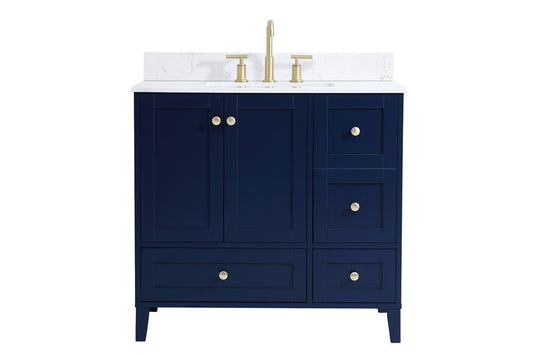 Elegant Furniture & Lighting - Sommerville 36 inch Single Bathroom Vanity in Blue with Backsplash - VF18036BL-BS veiw 1
