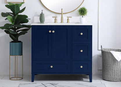 Elegant Furniture & Lighting - Sommerville 36 inch Single Bathroom Vanity in Blue with Backsplash - VF18036BL-BS veiw 2