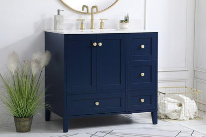 Elegant Furniture & Lighting - Sommerville 36 inch Single Bathroom Vanity in Blue with Backsplash - VF18036BL-BS veiw 8