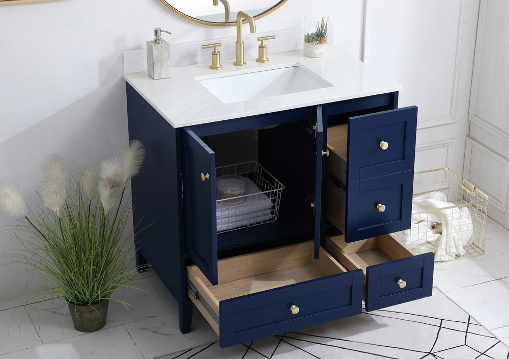 Elegant Furniture & Lighting - Sommerville 36 inch Single Bathroom Vanity in Blue with Backsplash - VF18036BL-BS veiw 9