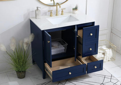 Elegant Furniture & Lighting - Sommerville 36 inch Single Bathroom Vanity in Blue with Backsplash - VF18036BL-BS veiw 9