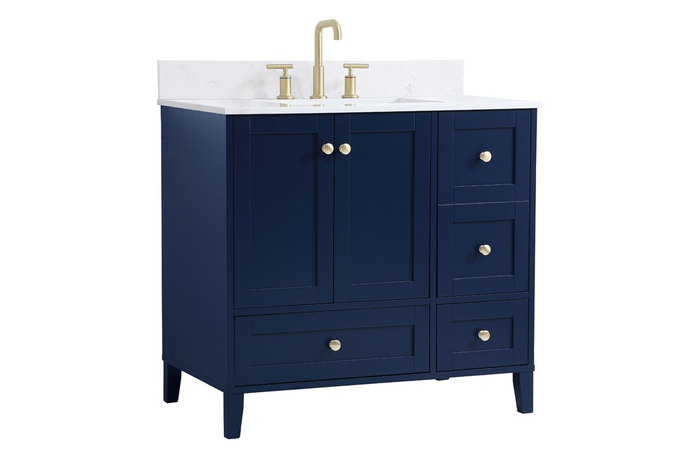 Elegant Furniture & Lighting - Sommerville 36 inch Single Bathroom Vanity in Blue with Backsplash - VF18036BL-BS veiw 13
