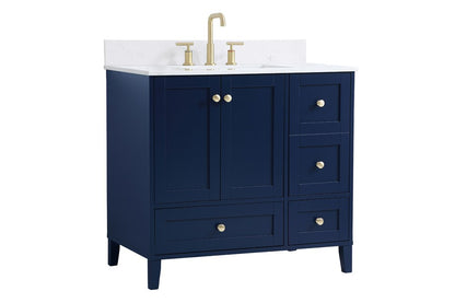 Elegant Furniture & Lighting - Sommerville 36 inch Single Bathroom Vanity in Blue with Backsplash - VF18036BL-BS veiw 13