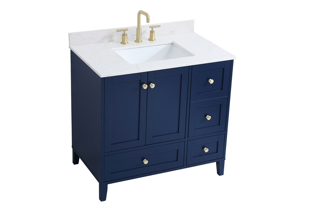 Elegant Furniture & Lighting - Sommerville 36 inch Single Bathroom Vanity in Blue with Backsplash - VF18036BL-BS veiw 14
