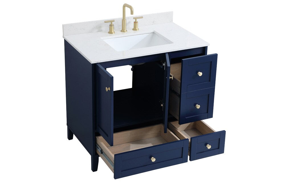 Elegant Furniture & Lighting - Sommerville 36 inch Single Bathroom Vanity in Blue with Backsplash - VF18036BL-BS veiw 15