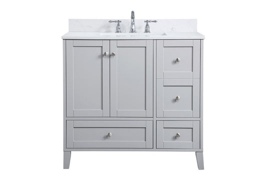Elegant Furniture & Lighting - Sommerville 36 inch Single Bathroom Vanity in Grey with Backsplash - VF18036GR-BS veiw 1