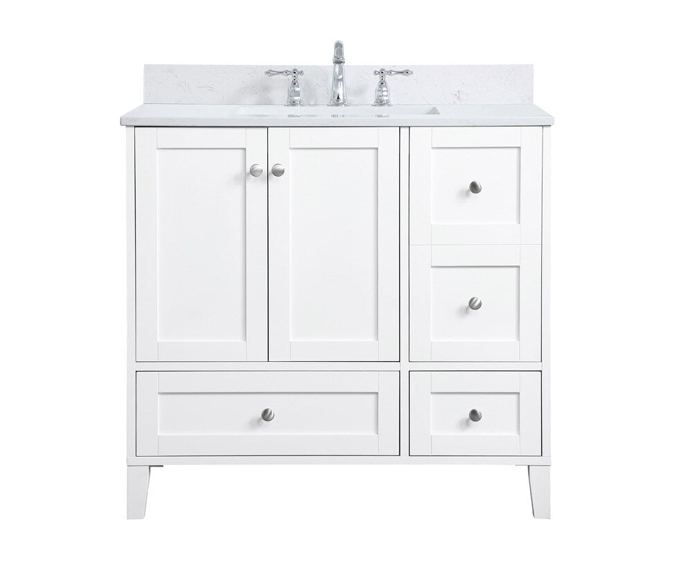 Elegant Furniture & Lighting - Sommerville 36 inch Single Bathroom Vanity in White with Backsplash - VF18036WH-BS veiw 1