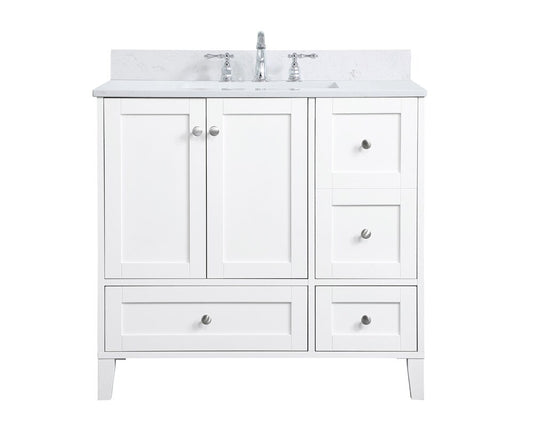 Elegant Furniture & Lighting - Sommerville 36 inch Single Bathroom Vanity in White with Backsplash - VF18036WH-BS veiw 1
