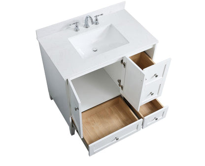 Elegant Furniture & Lighting - Sommerville 36 inch Single Bathroom Vanity in White with Backsplash - VF18036WH-BS veiw 3