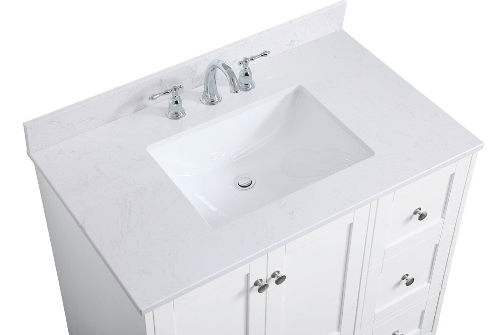 Elegant Furniture & Lighting - Sommerville 36 inch Single Bathroom Vanity in White with Backsplash - VF18036WH-BS veiw 4