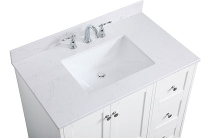 Elegant Furniture & Lighting - Sommerville 36 inch Single Bathroom Vanity in White with Backsplash - VF18036WH-BS veiw 4