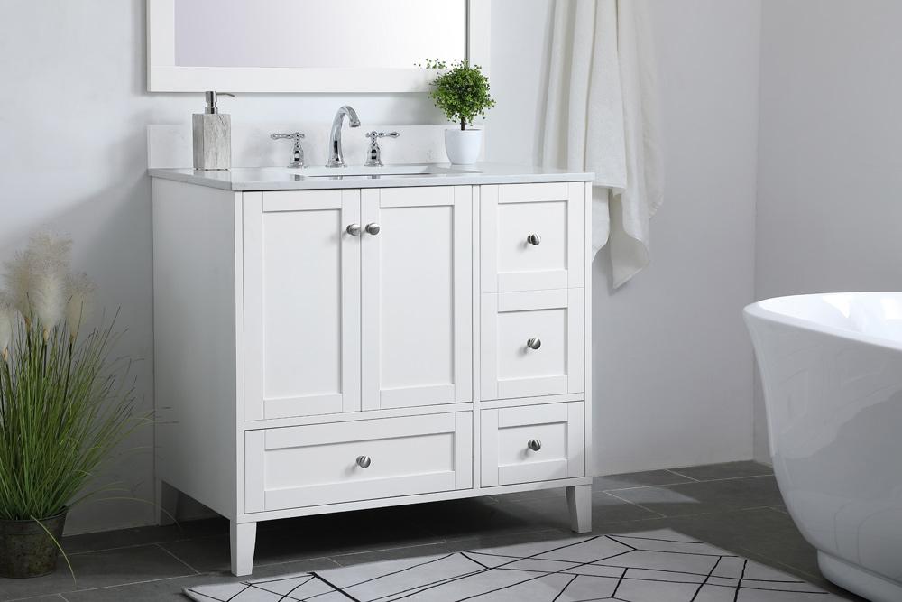 Elegant Furniture & Lighting - Sommerville 36 inch Single Bathroom Vanity in White with Backsplash - VF18036WH-BS veiw 8