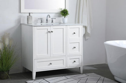 Elegant Furniture & Lighting - Sommerville 36 inch Single Bathroom Vanity in White with Backsplash - VF18036WH-BS veiw 8