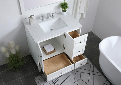 Elegant Furniture & Lighting - Sommerville 36 inch Single Bathroom Vanity in White with Backsplash - VF18036WH-BS veiw 9