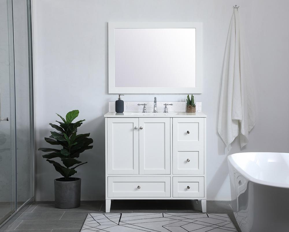Elegant Furniture & Lighting - Sommerville 36 inch Single Bathroom Vanity in White with Backsplash - VF18036WH-BS veiw 13