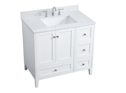 Elegant Furniture & Lighting - Sommerville 36 inch Single Bathroom Vanity in White with Backsplash - VF18036WH-BS veiw 15