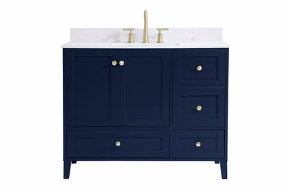 Elegant Furniture & Lighting - Sommerville 42 inch Single Bathroom Vanity in Blue with Backsplash - VF18042BL-BS veiw 1