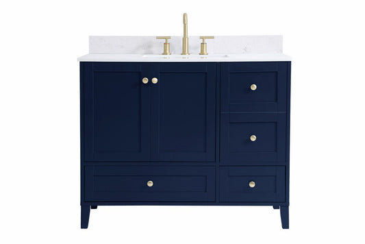 Elegant Furniture & Lighting - Sommerville 42 inch Single Bathroom Vanity in Blue with Backsplash - VF18042BL-BS veiw 1