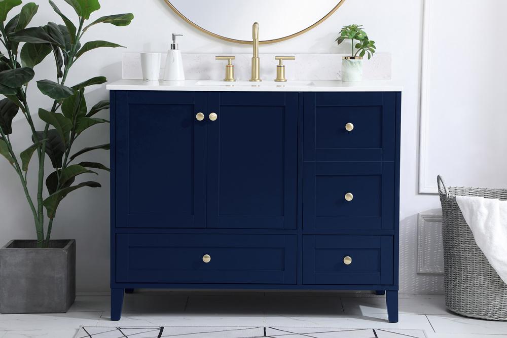 Elegant Furniture & Lighting - Sommerville 42 inch Single Bathroom Vanity in Blue with Backsplash - VF18042BL-BS veiw 2