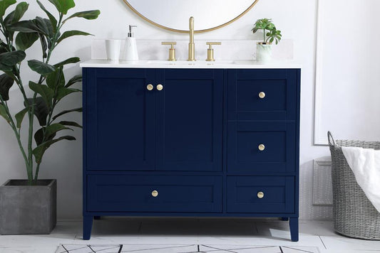 Elegant Furniture & Lighting - Sommerville 42 inch Single Bathroom Vanity in Blue with Backsplash - VF18042BL-BS veiw 2