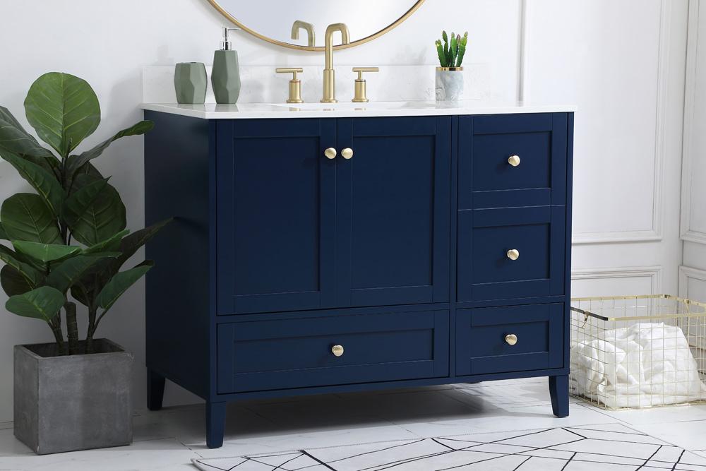 Elegant Furniture & Lighting - Sommerville 42 inch Single Bathroom Vanity in Blue with Backsplash - VF18042BL-BS veiw 8