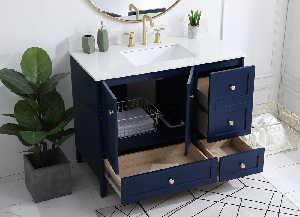 Elegant Furniture & Lighting - Sommerville 42 inch Single Bathroom Vanity in Blue with Backsplash - VF18042BL-BS veiw 9
