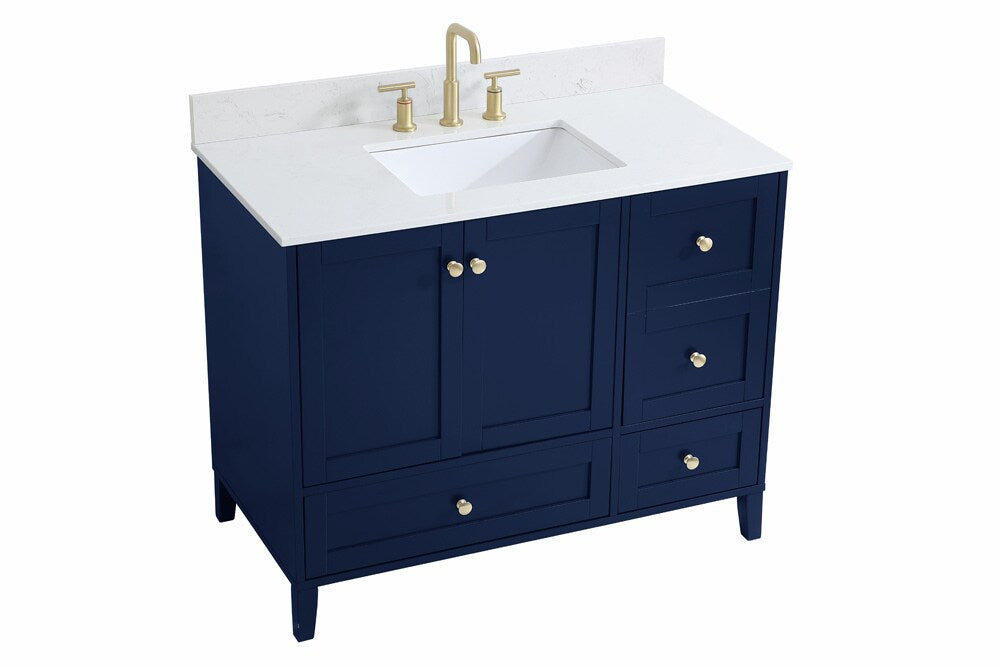 Elegant Furniture & Lighting - Sommerville 42 inch Single Bathroom Vanity in Blue with Backsplash - VF18042BL-BS veiw 14