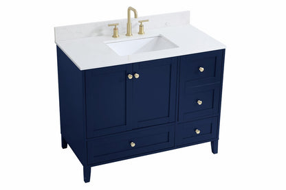 Elegant Furniture & Lighting - Sommerville 42 inch Single Bathroom Vanity in Blue with Backsplash - VF18042BL-BS veiw 14