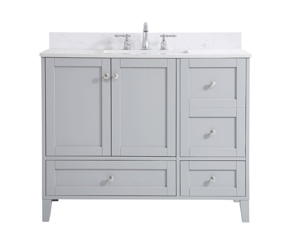 Elegant Furniture & Lighting - Sommerville 42 inch Single Bathroom Vanity in Grey with Backsplash - VF18042GR-BS veiw 1