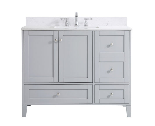 Elegant Furniture & Lighting - Sommerville 42 inch Single Bathroom Vanity in Grey with Backsplash - VF18042GR-BS veiw 1