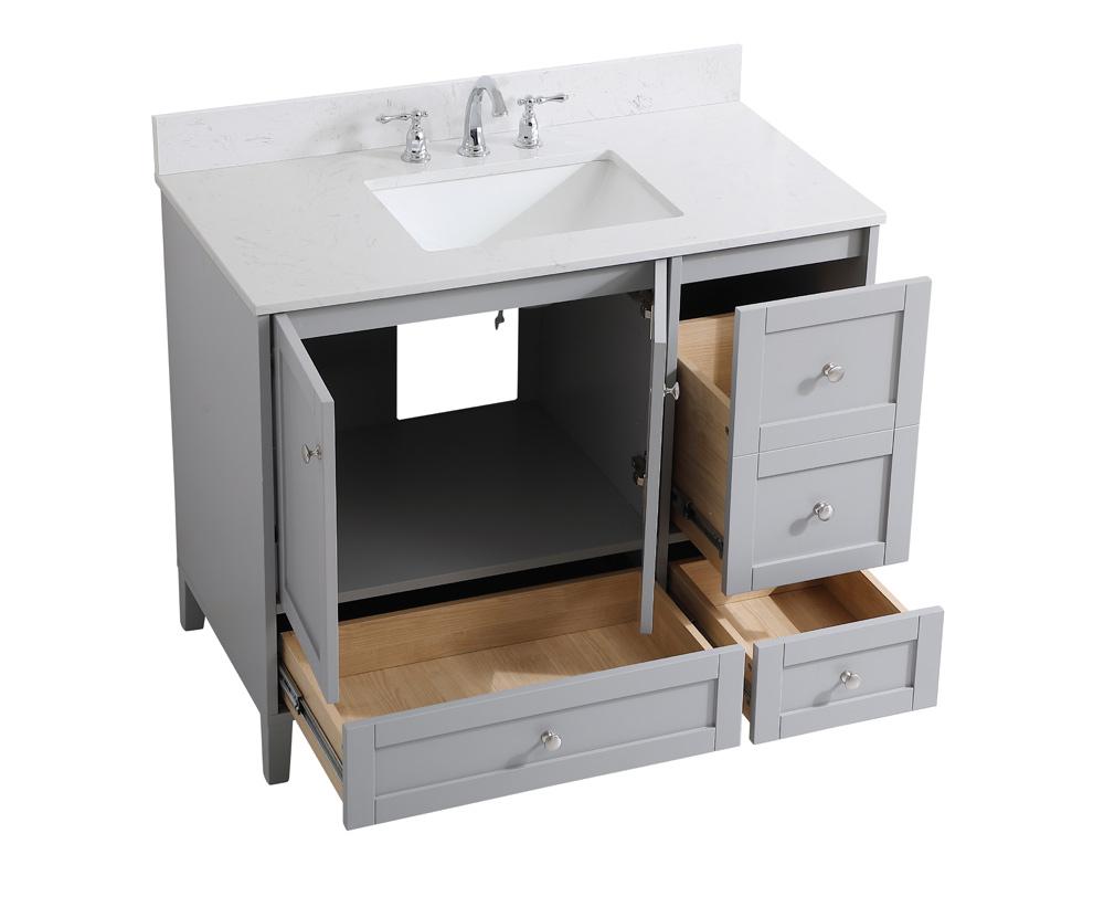 Elegant Furniture & Lighting - Sommerville 42 inch Single Bathroom Vanity in Grey with Backsplash - VF18042GR-BS veiw 3