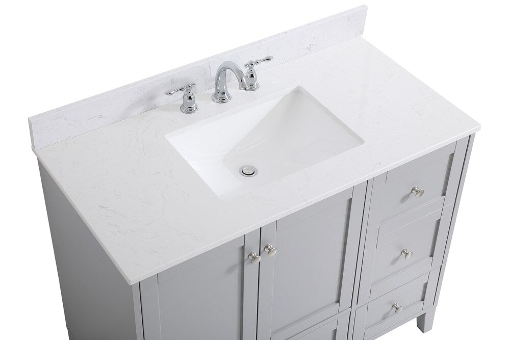 Elegant Furniture & Lighting - Sommerville 42 inch Single Bathroom Vanity in Grey with Backsplash - VF18042GR-BS veiw 4