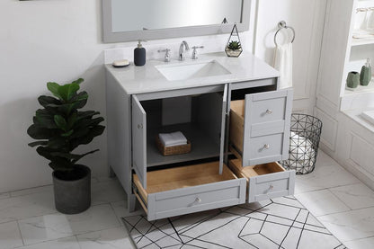 Elegant Furniture & Lighting - Sommerville 42 inch Single Bathroom Vanity in Grey with Backsplash - VF18042GR-BS veiw 9