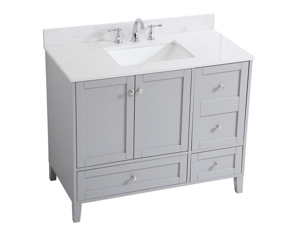 Elegant Furniture & Lighting - Sommerville 42 inch Single Bathroom Vanity in Grey with Backsplash - VF18042GR-BS veiw 15