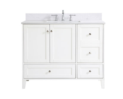 Elegant Furniture & Lighting - Sommerville 42 inch Single Bathroom Vanity in White with Backsplash - VF18042WH-BS veiw 1