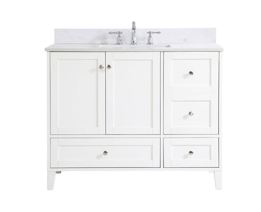 Elegant Furniture & Lighting - Sommerville 42 inch Single Bathroom Vanity in White with Backsplash - VF18042WH-BS veiw 1