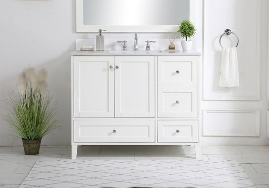 Elegant Furniture & Lighting - Sommerville 42 inch Single Bathroom Vanity in White with Backsplash - VF18042WH-BS veiw 2