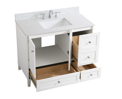 Elegant Furniture & Lighting - Sommerville 42 inch Single Bathroom Vanity in White with Backsplash - VF18042WH-BS veiw 3