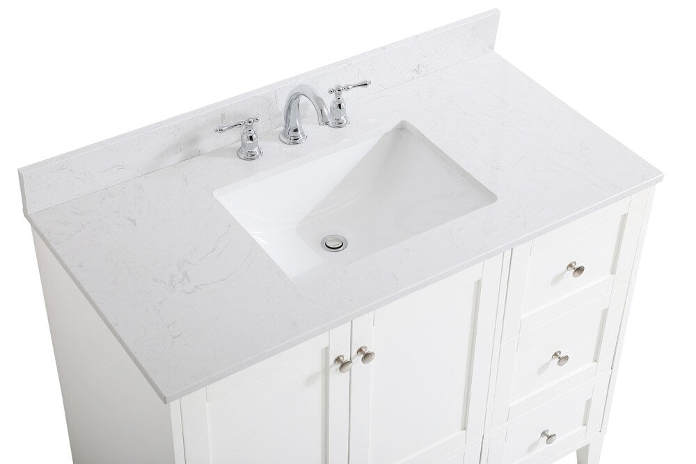 Elegant Furniture & Lighting - Sommerville 42 inch Single Bathroom Vanity in White with Backsplash - VF18042WH-BS veiw 4