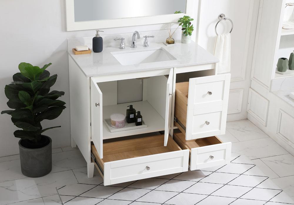 Elegant Furniture & Lighting - Sommerville 42 inch Single Bathroom Vanity in White with Backsplash - VF18042WH-BS veiw 9