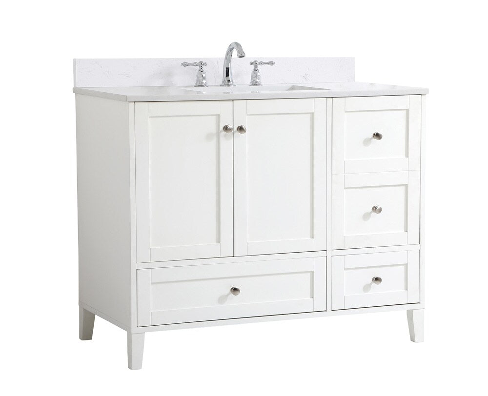 Elegant Furniture & Lighting - Sommerville 42 inch Single Bathroom Vanity in White with Backsplash - VF18042WH-BS veiw 14