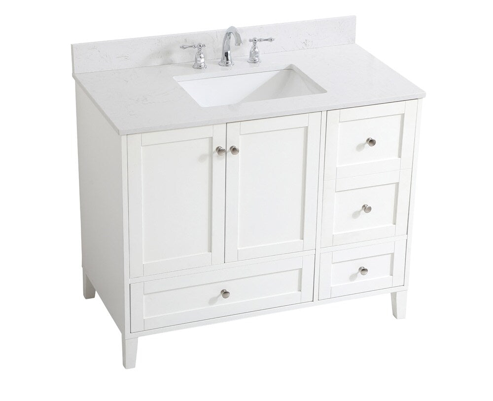 Elegant Furniture & Lighting - Sommerville 42 inch Single Bathroom Vanity in White with Backsplash - VF18042WH-BS veiw 15