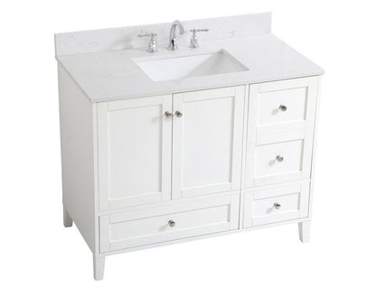 Elegant Furniture & Lighting - Sommerville 42 inch Single Bathroom Vanity in White with Backsplash - VF18042WH-BS veiw 15