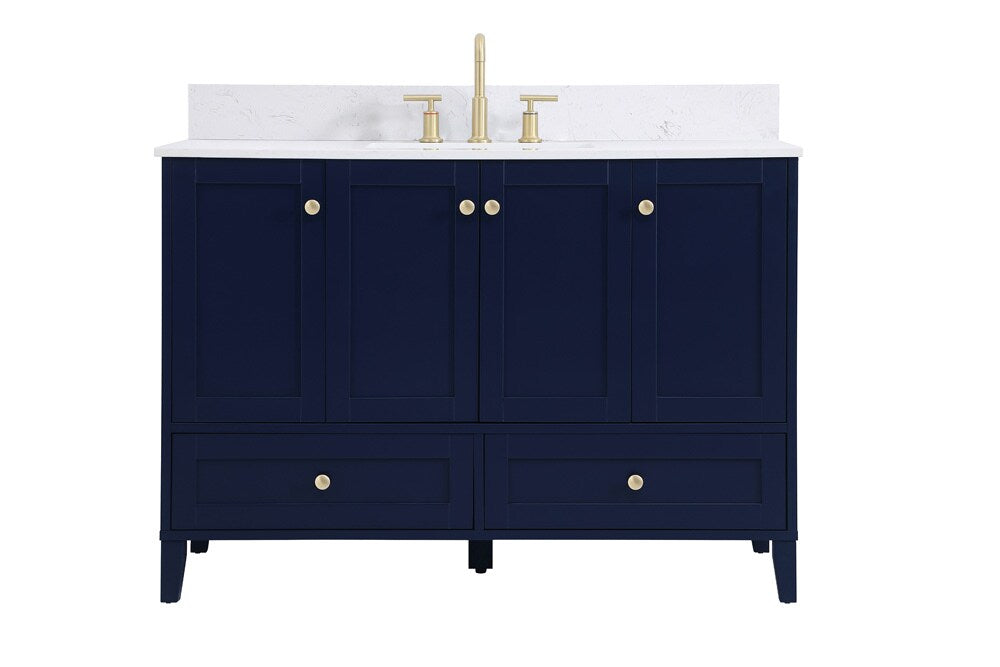 Elegant Furniture & Lighting - Sommerville 48 inch Single Bathroom Vanity in Blue with Backsplash - VF18048BL-BS veiw 1