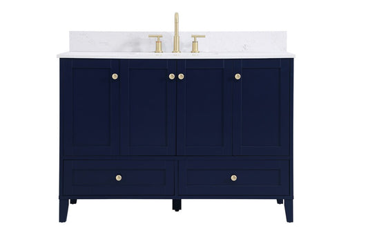 Elegant Furniture & Lighting - Sommerville 48 inch Single Bathroom Vanity in Blue with Backsplash - VF18048BL-BS veiw 1